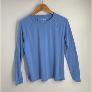 LL Bean SunSmart Tee Long Sleeve Shirt Blue Medium Womens Crewneck Winter Fall